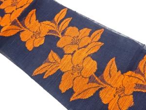 紗紬草花模様織り出し名古屋帯